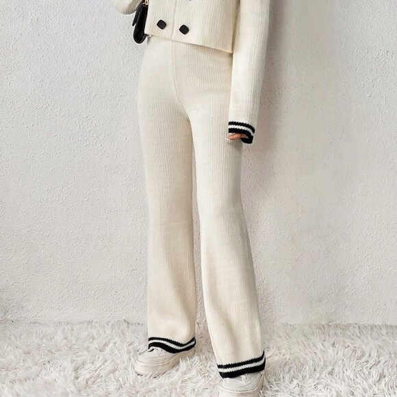 Apricot Preppy Womens Striped Trim Sailor Collar Sweater & Knit Pants - Picture 5 of 5